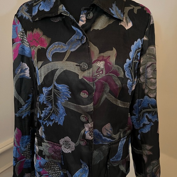 Citron Silk Floral Brocade Jacket - Picture 5 of 10